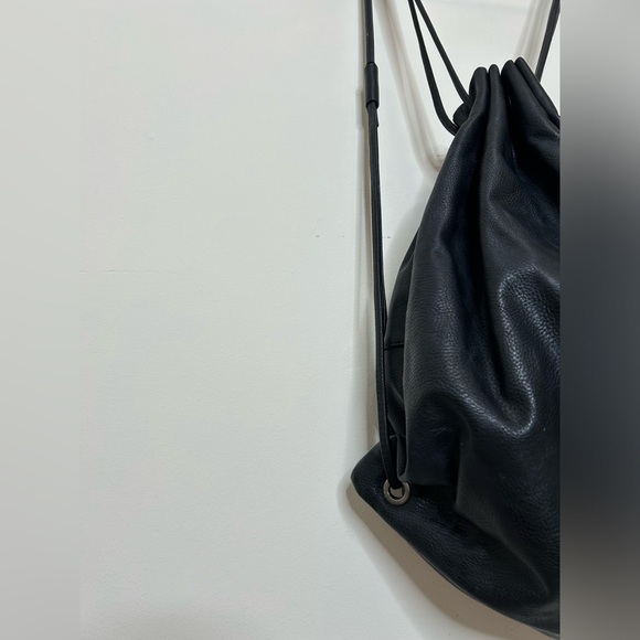 Black Faux-Leather Drawstring Backpack (Forever 21) - Picture 3 of 7